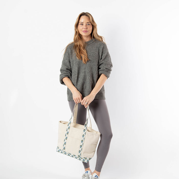 block print canvas tote